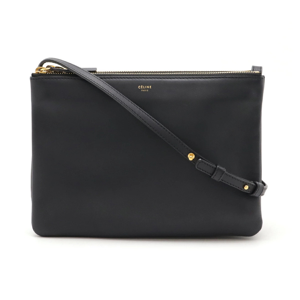 Celine Trio Crossbody Bag Lambskin Leather Dark Navy Blue